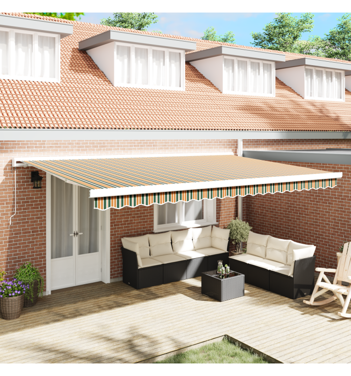 Tissu de remplacement de store pour cadre de 5x3.5 m vert et jaune | Mobilier & Déco
