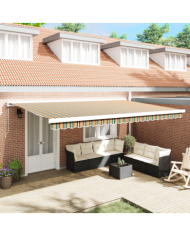 Tissu de remplacement de store pour cadre de 5x3.5 m vert et jaune | Mobilier & Déco
