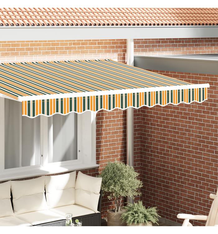 Store enroulable pour cadre de 3,5 m vert et jaune 3,3 x 0,2 m | Mobilier & Déco