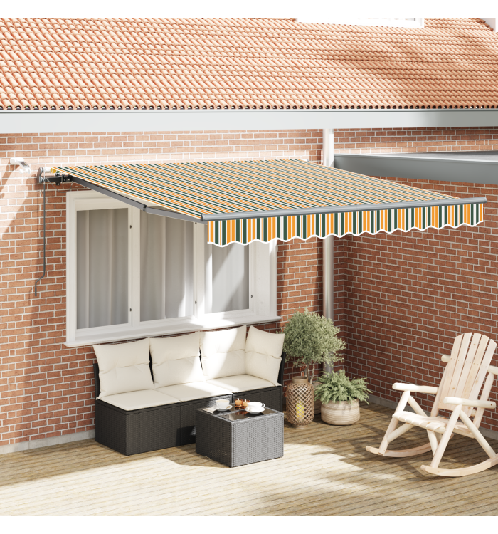 Store Rétractable Automatique avec LED Vert et Jaune 300x250 cm | Mobilier & Déco