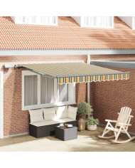 Auvent rétractable manuel avec LED Vert et Jaune 300x250 cm | Mobilier & Déco