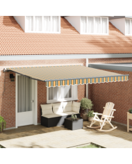 Store manuel rétractable Vert et Jaune 400x350 cm, Tissu de remplacement pour store pour cadre de 4x3,5 m Vert et Jaune | Mobi