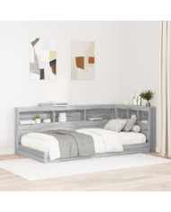 Lit bibliothèque Gris Sonoma 90x190 cm en bois d'ingénierie | Mobilier & Déco
