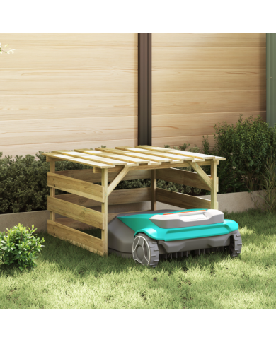 Garage de tondeuse à gazon robotisée en bois de pin imprégné | Mobilier & Déco