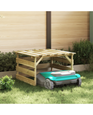 Garage de tondeuse à gazon robotisée en bois de pin imprégné | Mobilier & Déco