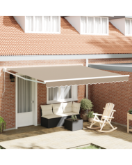 Auvent Rétractable Manuel Beige 400x300 cm, Tissu de Remplacement pour Auvent pour Cadre de 4x3 m Beige | Mobilier & Déco