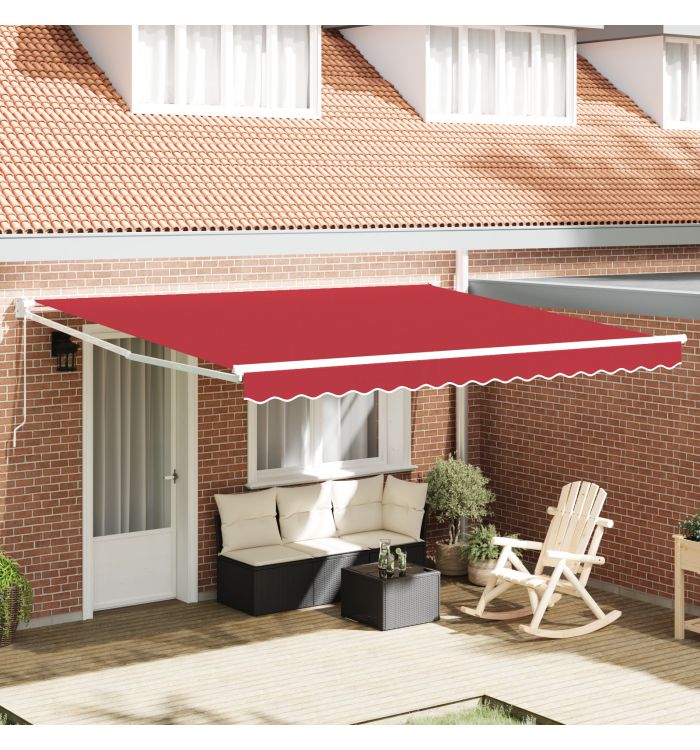 Store manuel rétractable Rouge 400x300 cm, Tissu de remplacement pour store 4x3 m Rouge | Mobilier & Déco
