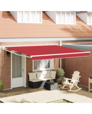 Store manuel rétractable Rouge 400x300 cm, Tissu de remplacement pour store 4x3 m Rouge | Mobilier & Déco