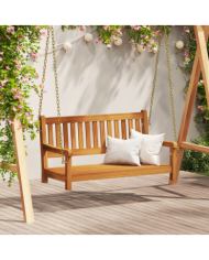 Banc suspendu 2 places 110x56x58 cm en bois massif d'acacia | Mobilier & Déco