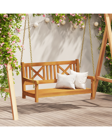 Banc swing de jardin 2 places 110x56x58 cm en bois massif d'acacia | Mobilier & Déco