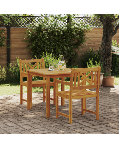 Ensemble de salle à manger de jardin 3 pièces en bois massif d'acacia, Chaises de jardin 2 pcs 56x56x90 cm Bois massif d'acacia