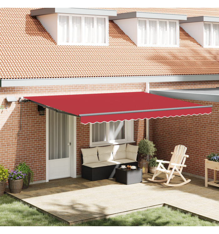 Store Rétractable Manuel avec LED Rouge 450x300 cm, Tissu de Remplacement pour Store pour Cadre de 4.5x3 m Rouge | Mobilier & 