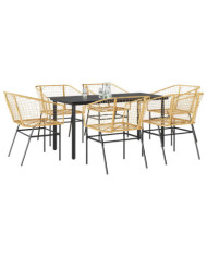 Ensemble à manger jardin 7pcs marron rpoly otin verre | Mobilier & Déco