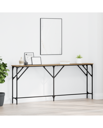 Table Console Chêne Artisanal 180x23x75 cm Bois d'ingénierie | Mobilier & Déco