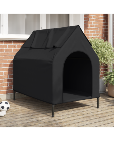 Maison pour chien en tissu Oxford noir et acier | Mobilier & Déco