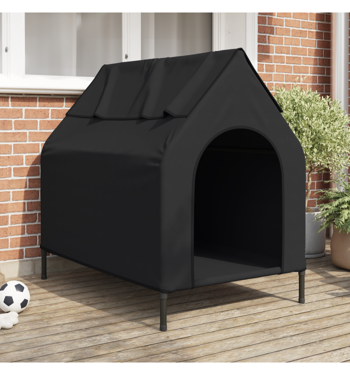 Maison pour chien en tissu Oxford noir et acier | Mobilier & Déco