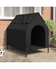 Maison pour chien en tissu Oxford noir et acier | Mobilier & Déco