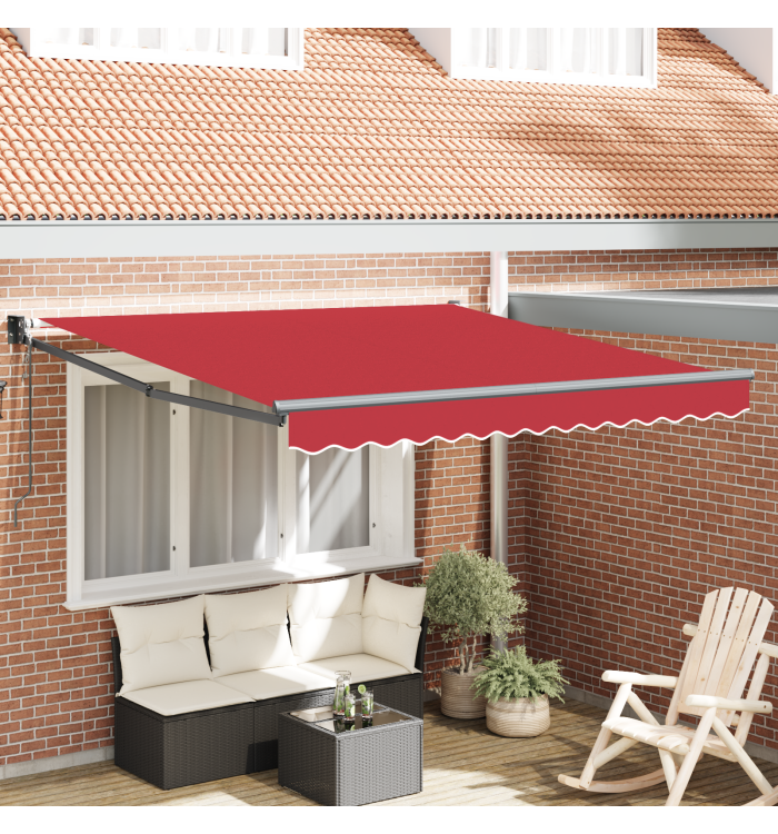Auvent rétractable automatique rouge 350x250 cm, Tissu de remplacement pour auvent pour cadre de 3,5x2,5 m rouge | Mobilier & 