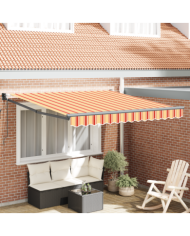 Store rétractable automatique jaune et orange 350x250 cm | Mobilier & Déco