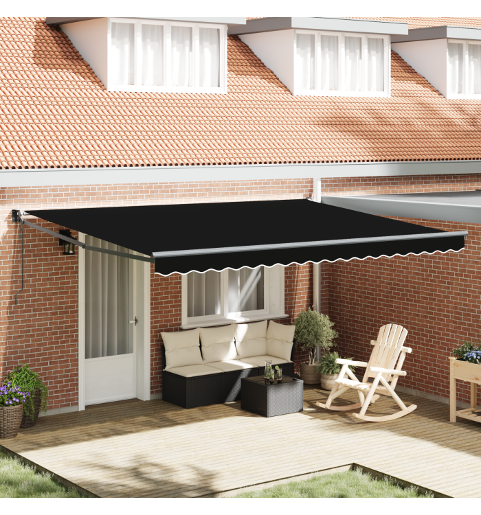 Store Rétractable Automatique Noir 450x300 cm, Tissu de remplacement pour store 4.5x3 m Noir | Mobilier & Déco
