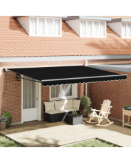Store Rétractable Automatique Noir 450x300 cm, Tissu de remplacement pour store 4.5x3 m Noir | Mobilier & Déco