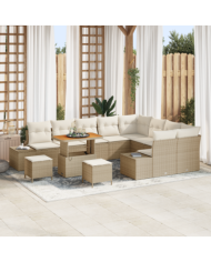 Ensembles de Canapés de Jardin avec Coussins Beige en Poly Rattan | Mobilier & Déco