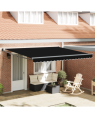 Store rétractable manuel Noir 400x300 cm, Tissu de remplacement pour store 4x3 m Noir | Mobilier & Déco