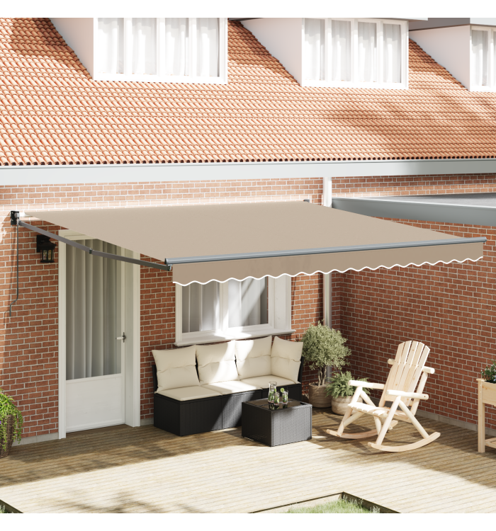 Store rétractable manuel Beige 400x300 cm, Tissu de remplacement pour store pour cadre 4x3 m Beige | Mobilier & Déco
