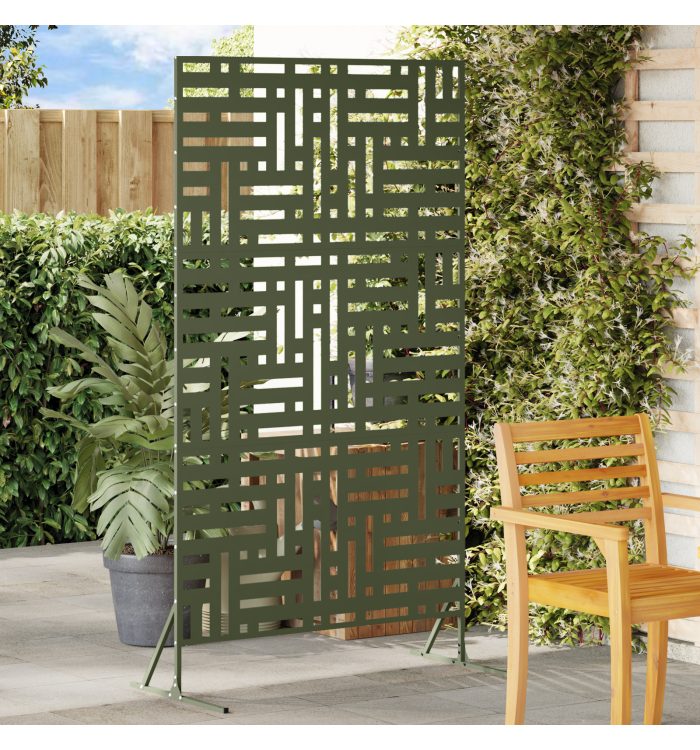 Panneau de clôture en métal Vert olive Métal Grand Motif | Mobilier & Déco