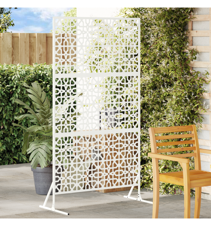 Panneau de clôture floral Blanc Métal Moyen Incrustations déco | Mobilier & Déco
