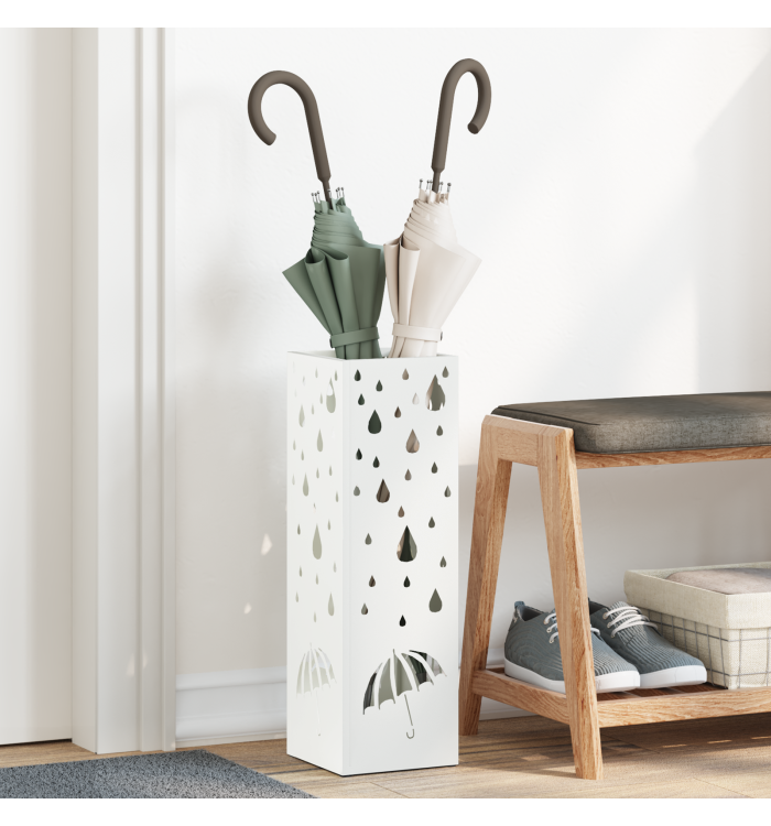 Porte-parapluies Blanc Métal Standard Motif Porte-parapluies | Mobilier & Déco