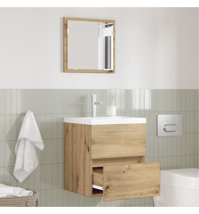Cabinet de rangement de salle de bain Chêne fait main MDF Moyen | Mobilier & Déco