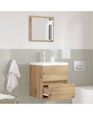 Cabinet de rangement de salle de bain Chêne fait main MDF Moyen | Mobilier & Déco