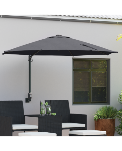 Parasol de patio Anthracite Acier, Polyester Grand Parasol Rond | Mobilier & Déco
