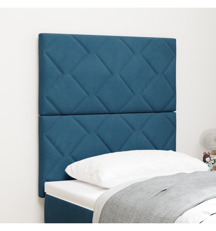 Tête de lit à blocs en diamant bleu foncé 80 cm velours | Mobilier & Déco