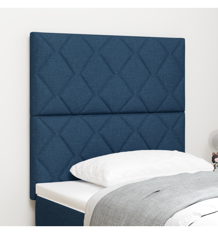 Tête de lit design en blocs de diamant bleue 90 cm en tissu | Mobilier & Déco