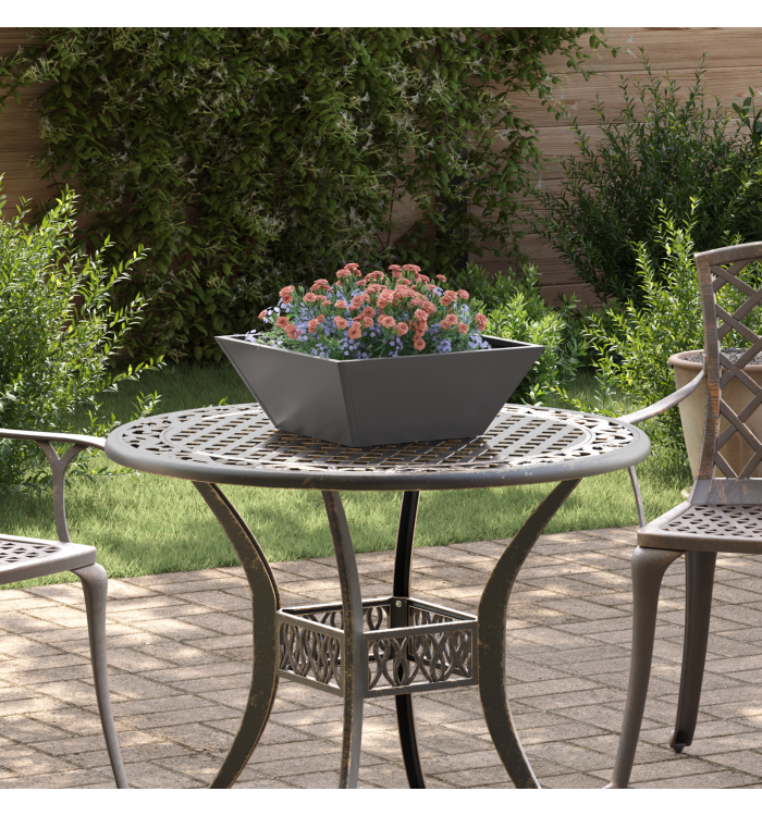 Pot en Métal Noir Métal 40 x 40 x 15 cm Jardinières | Mobilier & Déco