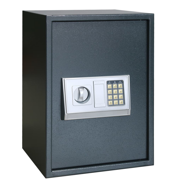 Coffre-fort numérique électronique gris foncé 35x31x50 cm en acier | Mobilier & Déco