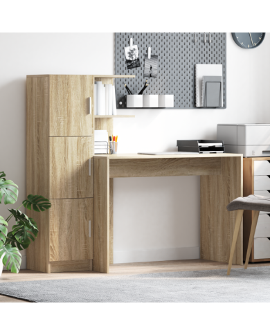Bureau avec rangement en chêne Sonoma | Mobilier & Déco