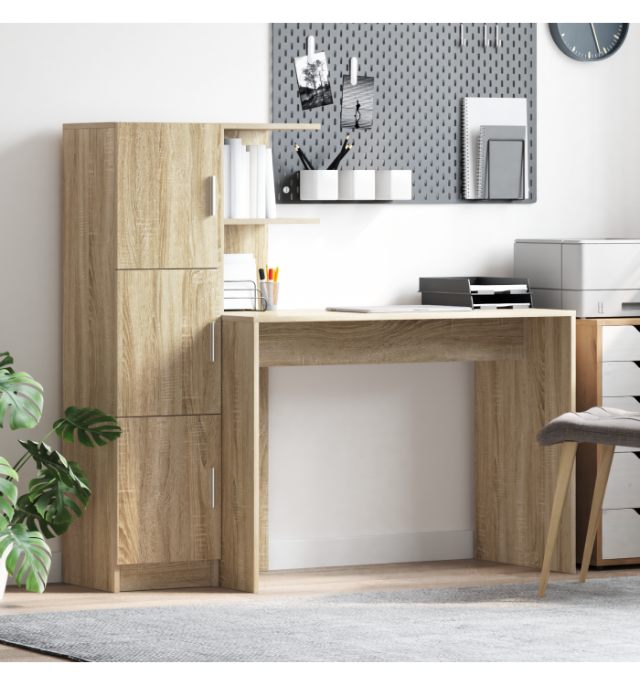 Bureau avec rangement en chêne Sonoma | Mobilier & Déco