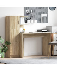 Bureau avec rangement en chêne Sonoma | Mobilier & Déco