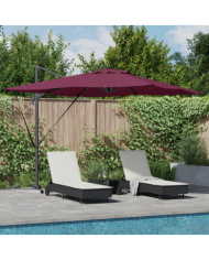 Parasol Déporté Roma avec LED Rouge Bourgogne 286x285x270 cm Aluminium | Mobilier & Déco