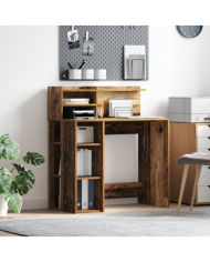 Bureau avec rangement Vieux Bois 90x48x101.5 cm Bois d'ingénierie | Mobilier & Déco
