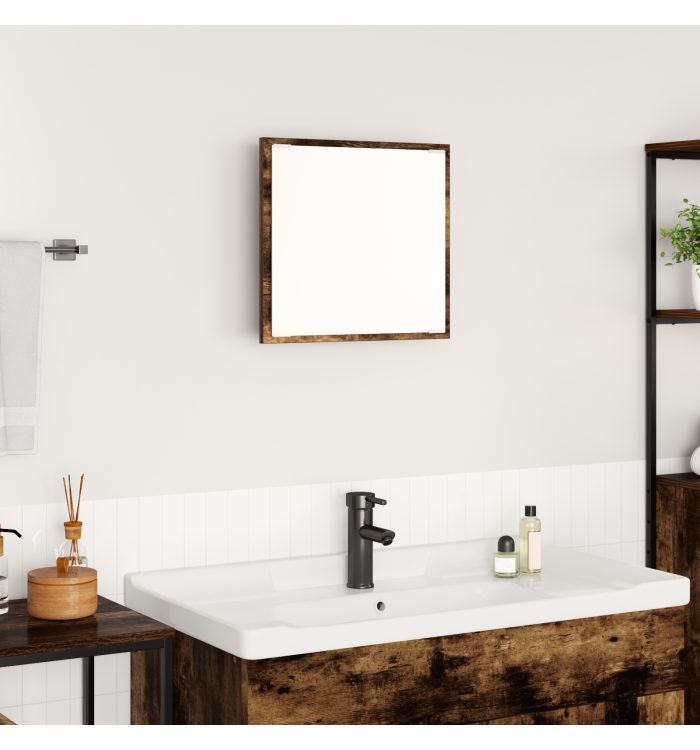 Miroir de salle de bain LED Chêne fumé 40x8.5x37 cm Bois technique | Mobilier & Déco