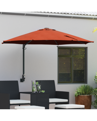 Parasol mural avec LEDs Terre cuite 248 cm | Mobilier & Déco