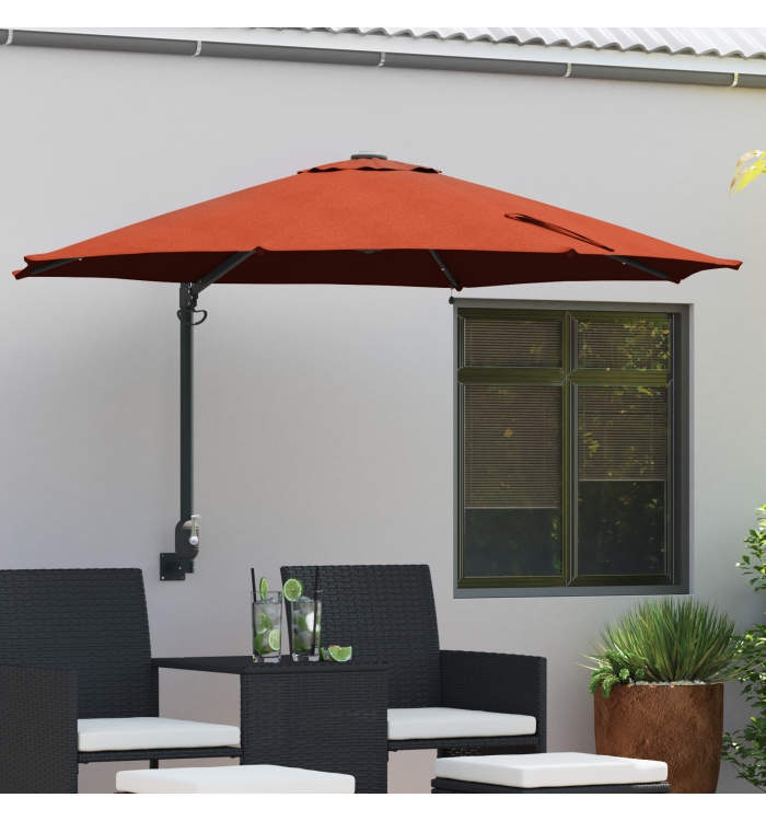 Parasol mural avec LEDs Terre cuite 248 cm | Mobilier & Déco