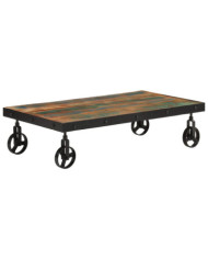 Table basse roulettes bois de récupération massif 100x55x26 cm | Mobilier & Déco