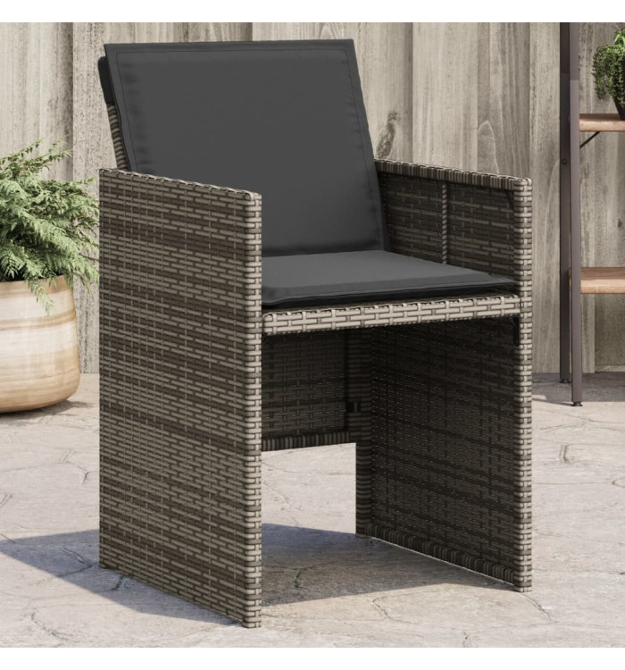 Chaises de jardin avec coussins lot de 4 gris résine tressée | Mobilier & Déco
