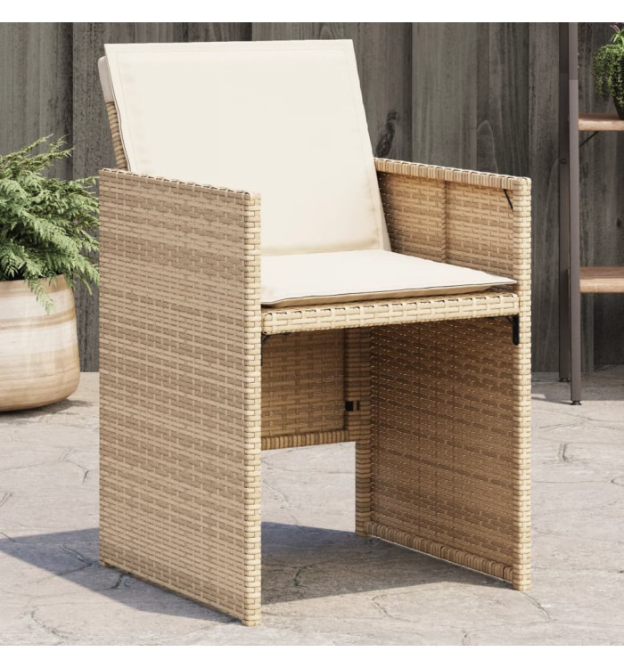 Chaises de jardin avec coussins lot de 4 beige résine tressée | Mobilier & Déco