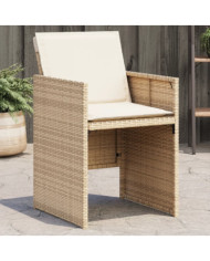 Chaises de jardin avec coussins lot de 4 beige résine tressée | Mobilier & Déco